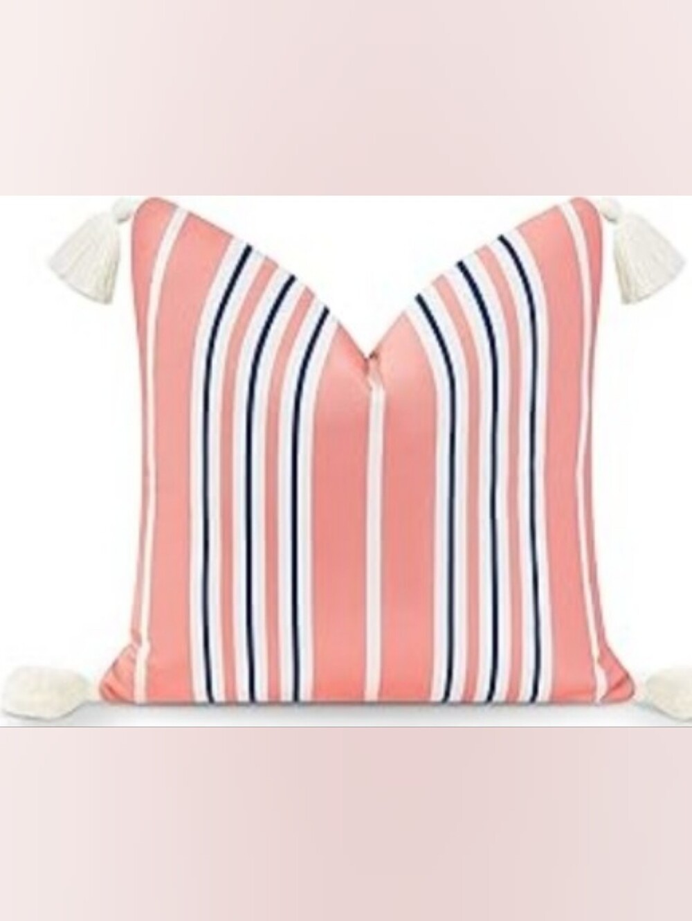 Coral Stripe Tassel Outdoor Throw Pillow Cover Home Accents